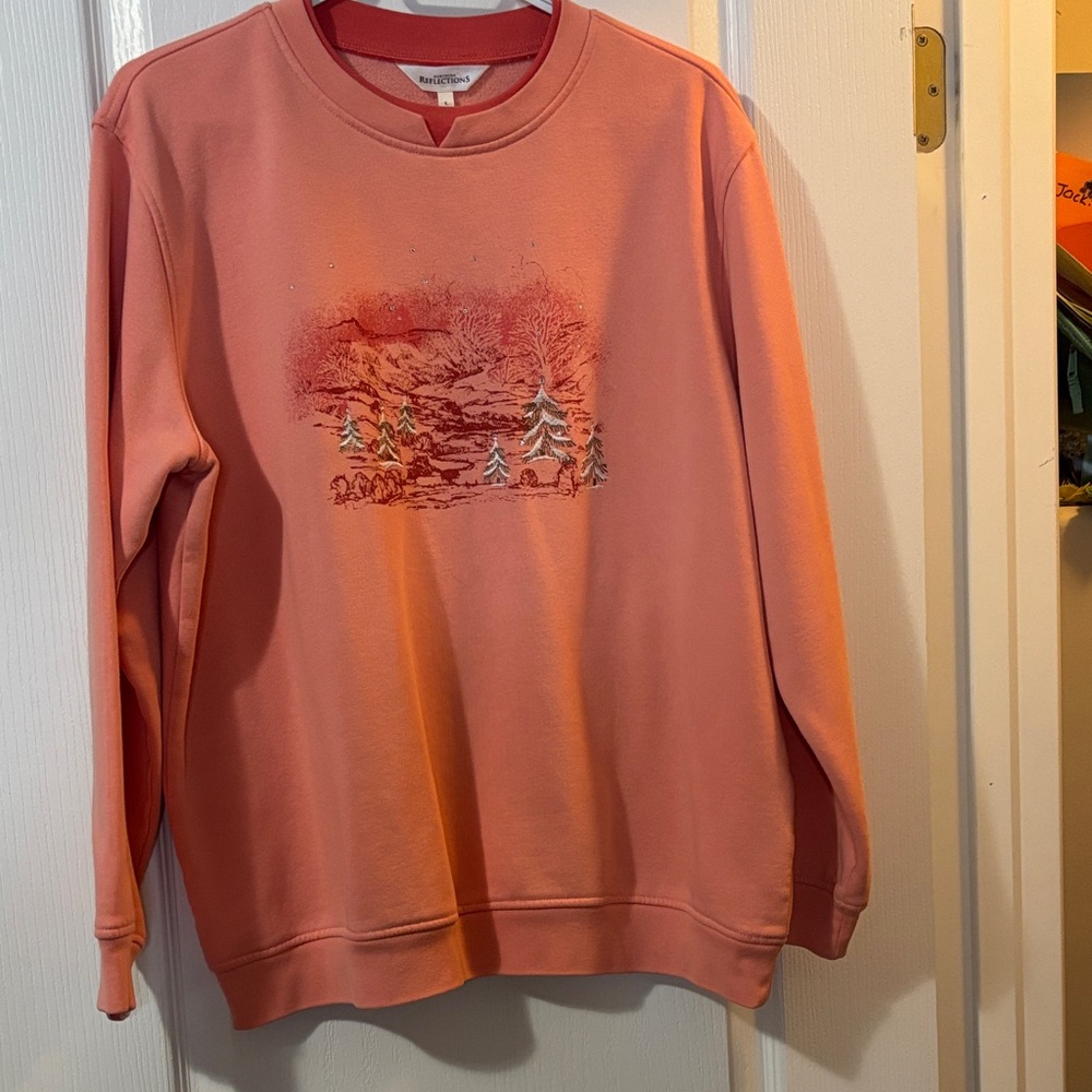 Northern Reflections size Large Peach Graphic Sweater